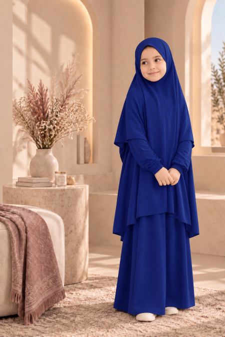 طقم صلاة بناتي ليكرا سادة